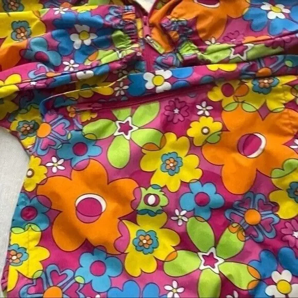 The Children's Place Floral Rain Jacket Pullover Windbreaker Girls Large 10 12